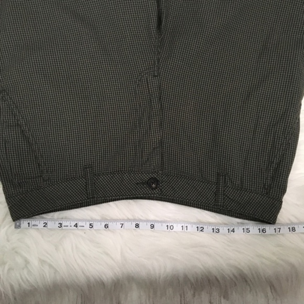Adam Levine Mens Shorts Tiny Plaid Green Flat Front 34 Bermuda Welt Back Pockets - Picture 9 of 14